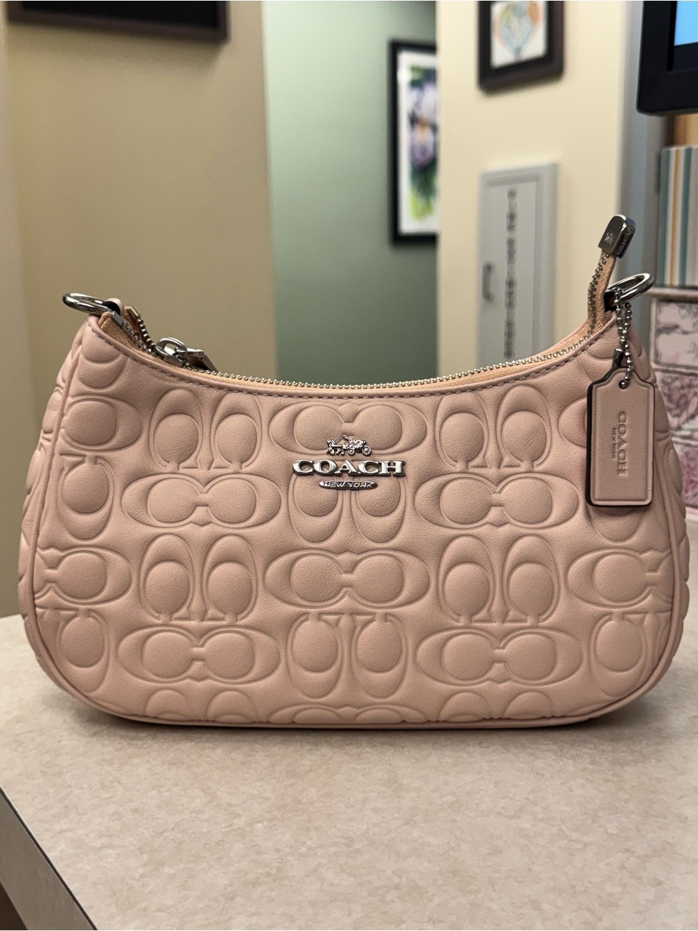 NWT - Coach - Teri Shoulder Bag - Blush - Signature Embossed Leather